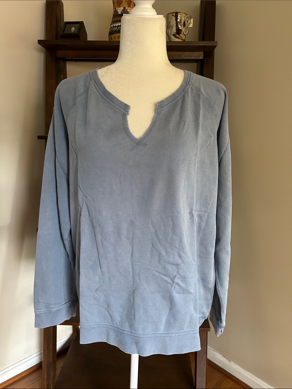 Mono B Raglan Pullover with Notched Neckline Size 2X